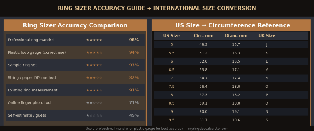 Close-up of ring mandrel with engraved size numbers