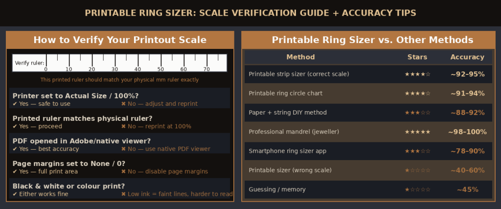 Paper ring sizer strip being adjusted to measure finger size